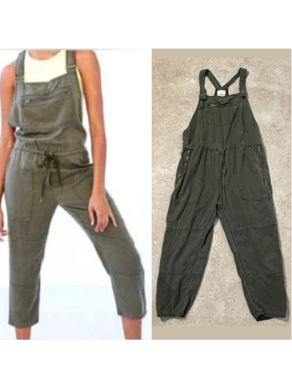 Wilfred Free Valletta Lyocell Cropped Utility Overalls Green Women’s Large